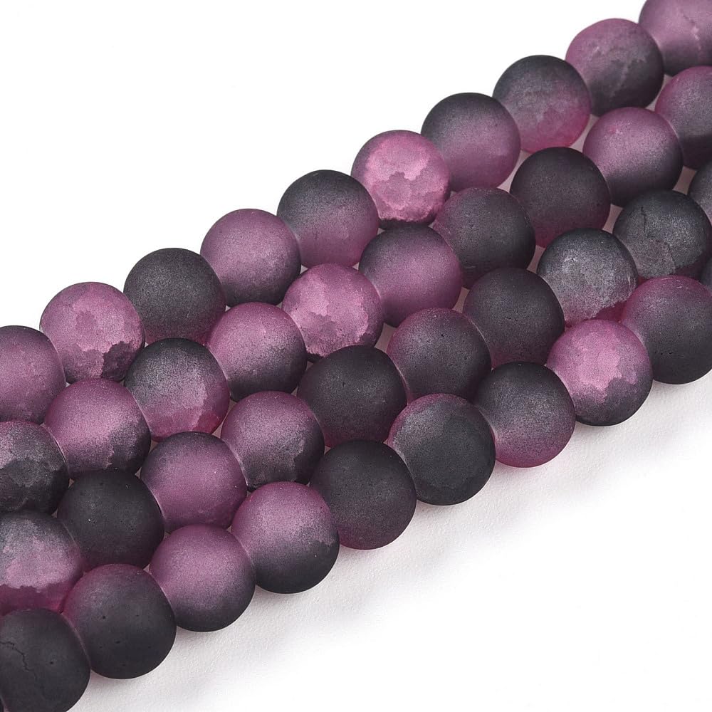Frosted Crackle Glass Beads for Jewelry Making