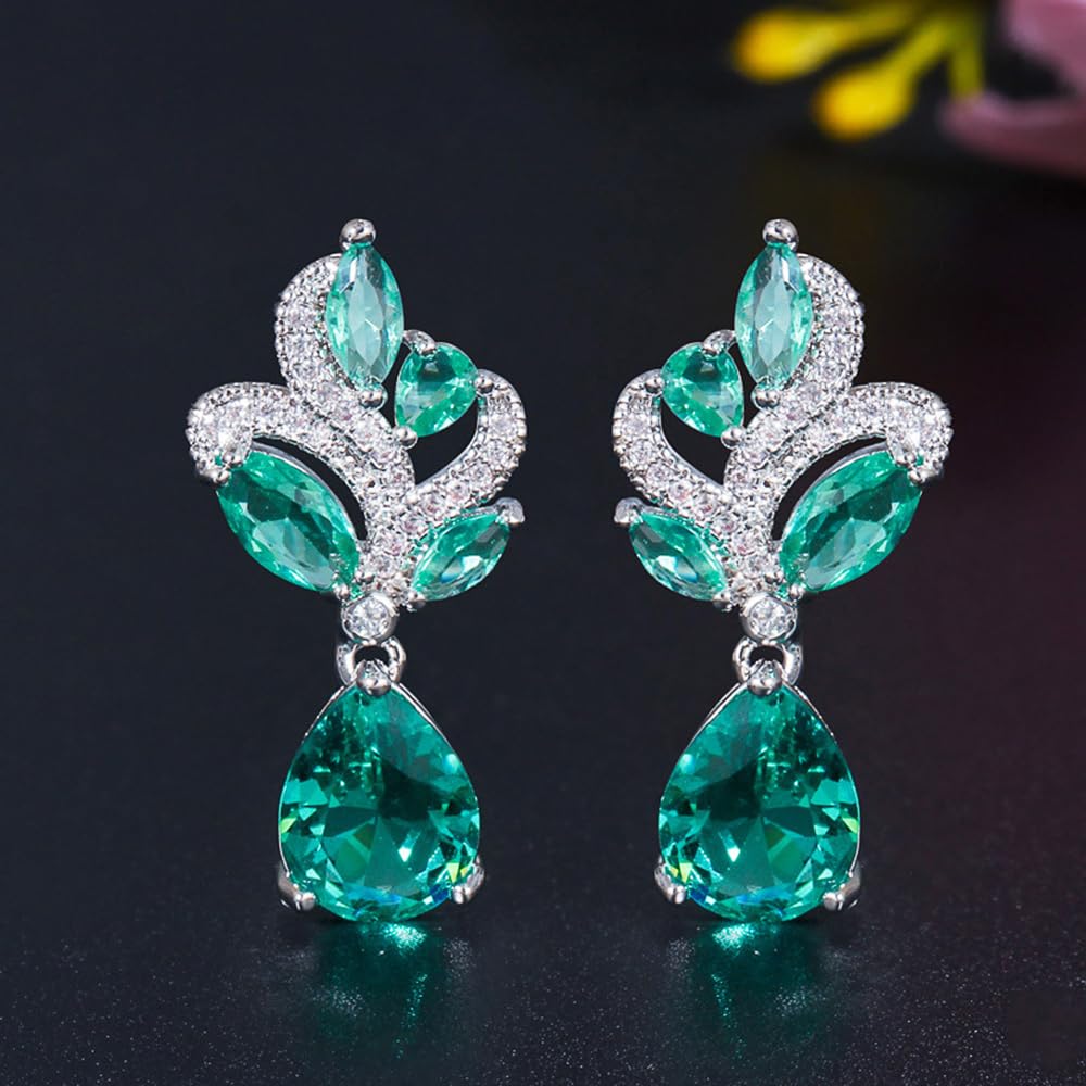 Elegant Green CZ Wedding Earrings