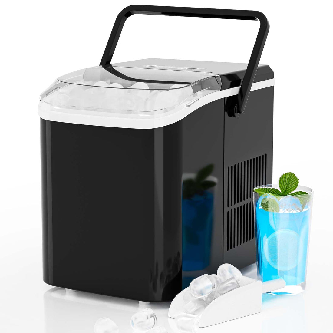 DUMOS Portable Countertop Ice Maker with Self-Cleaning and Fast Cooling.