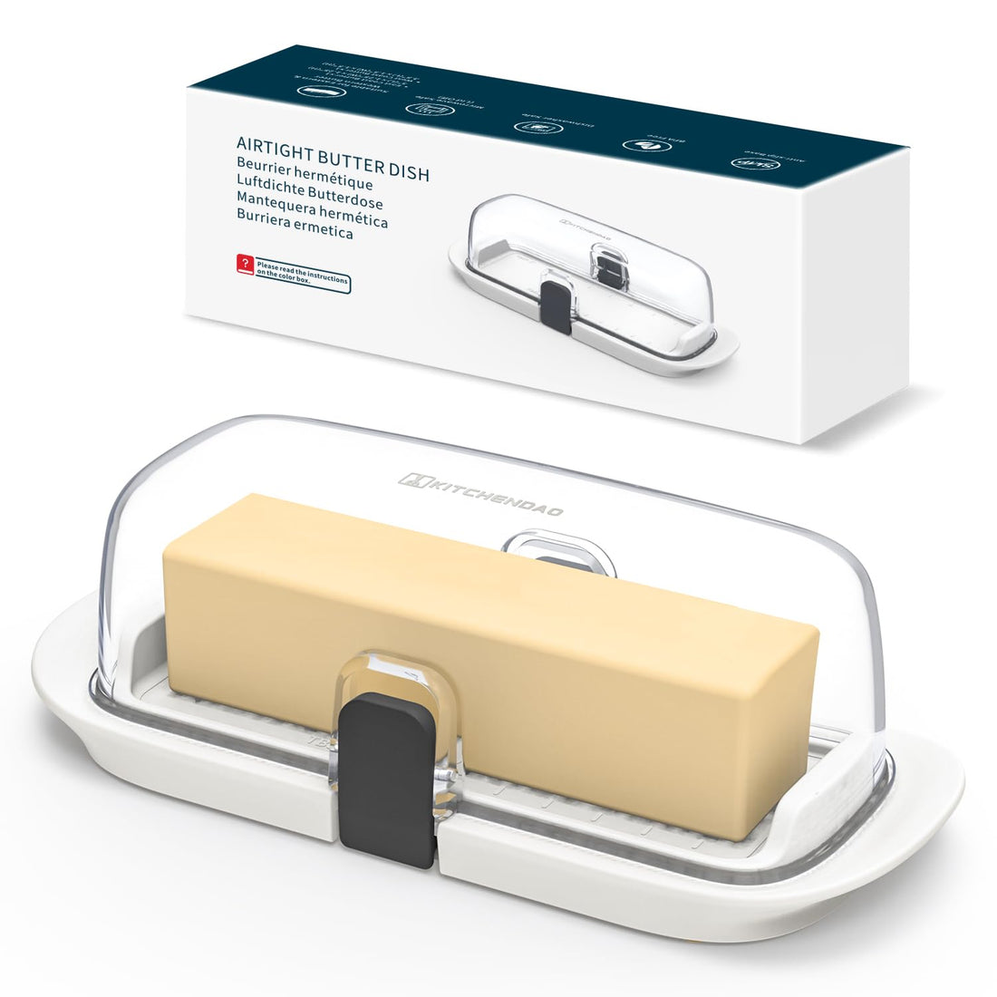 One-Handed Butter Dish with Airtight Lid
