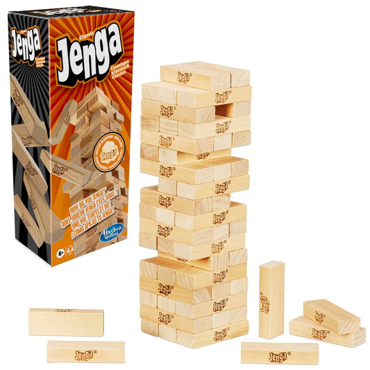 Hasbro Gaming Jenga Classic Game with Genuine Hardwood Blocks,Stacking Tower Game for 1 or More ...