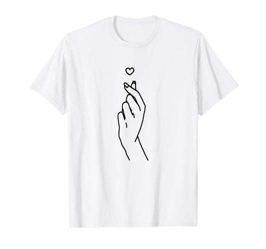 K-Pop Fan Apparel: Love Finger Heart Hand Tee Merchandise Collection