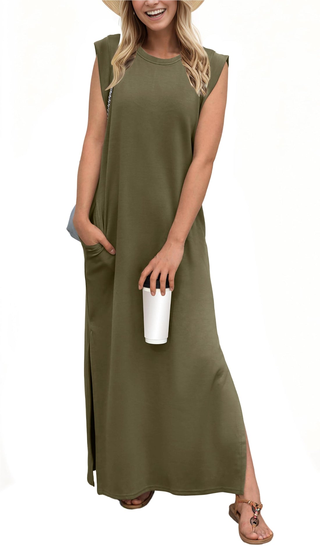 Beach Maxi Dress with Pockets for Women, Summer Casual Style.