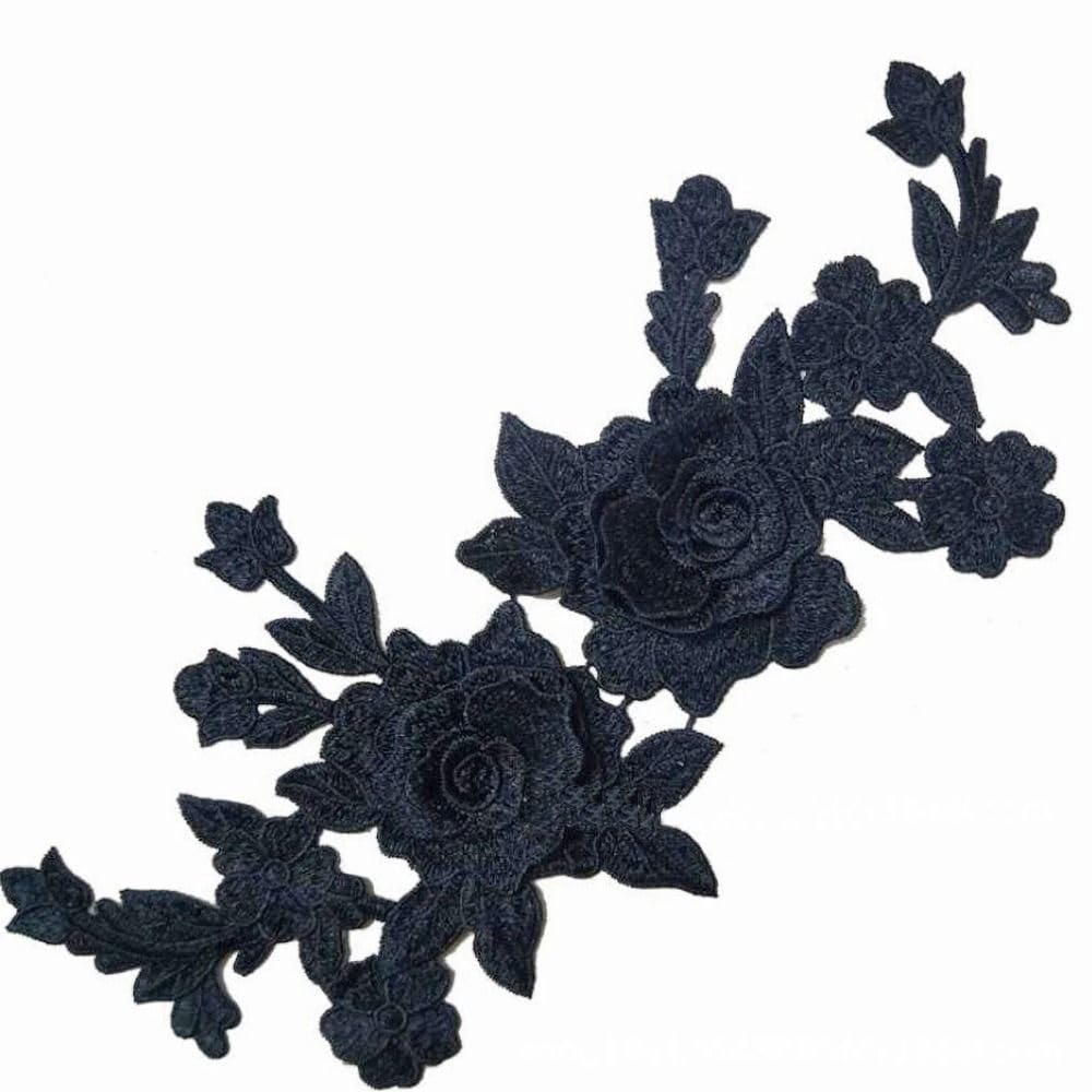 DIY Black Rose Cloth Applique for Women's Clothing