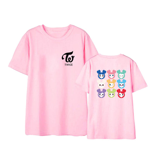 Xkpopfans Kpop Twice T-Shirt Member Cartoon LOVELYS Tshirts Mina Sana Momo Tzuyu Tee Shirt.