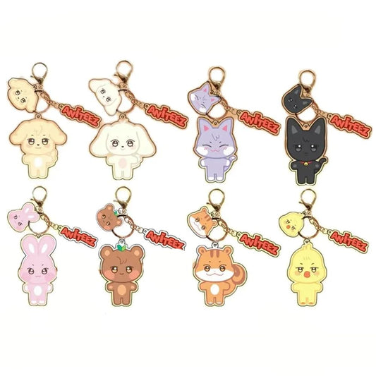 kpopfirst 8pcs/set Kpop ATEEZ Keychain ANITEEZ Cartoon Teezmon Acrylic Pendant Motorcycle keychain...