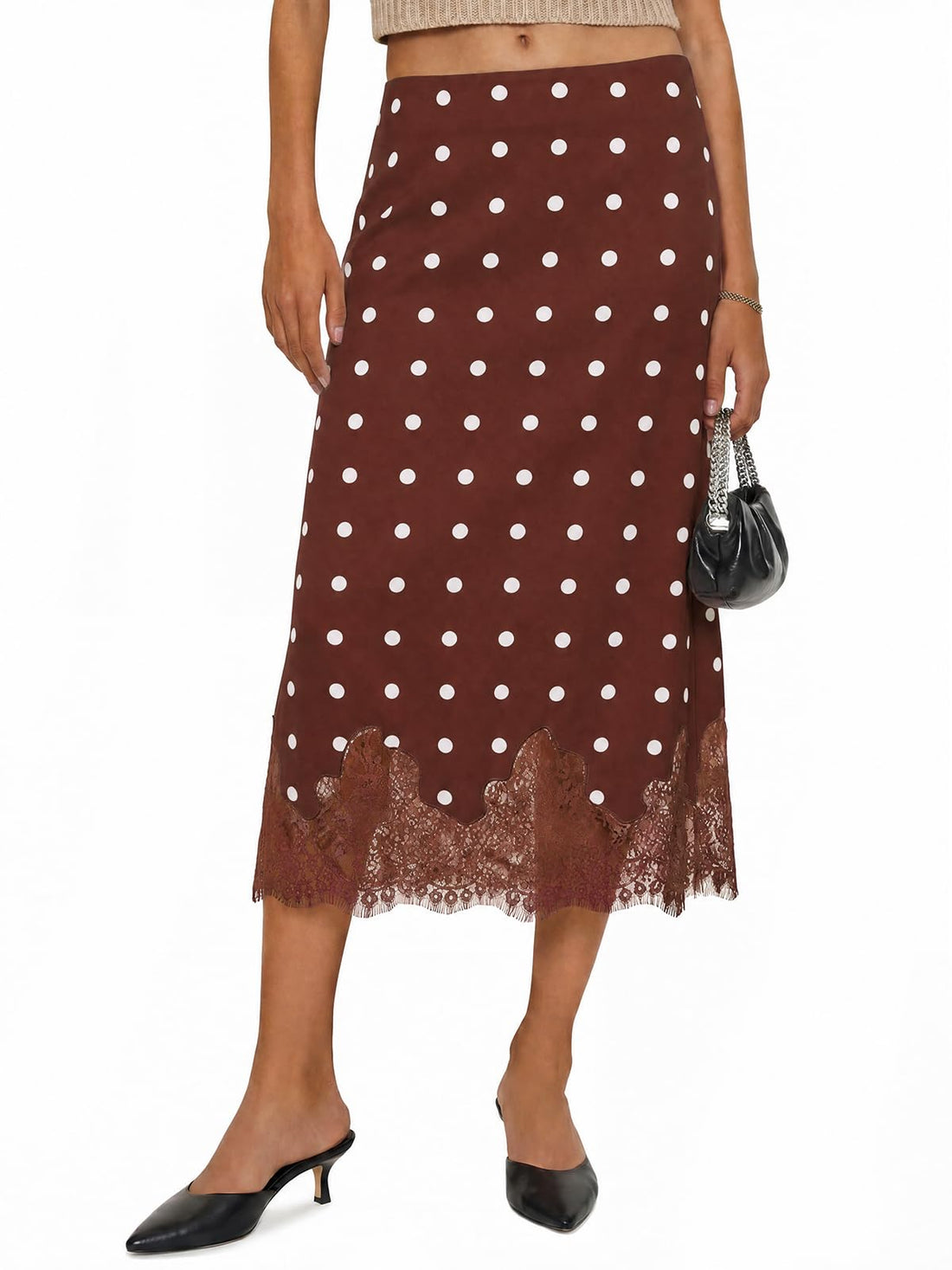 This Silk Satin Midi Skirt Has a Secret Lace Surprise