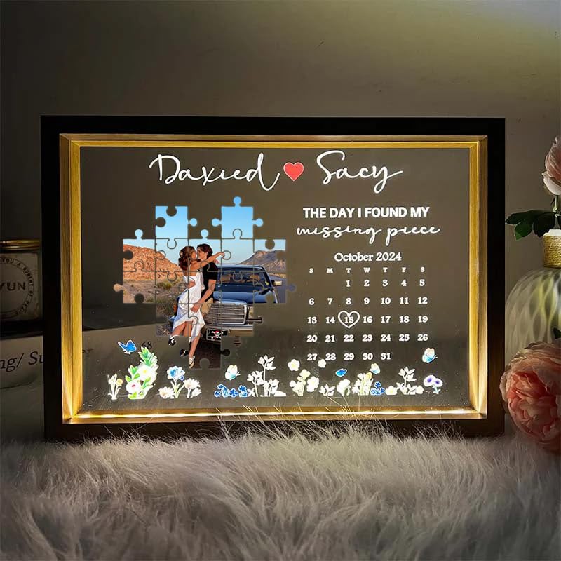 Unique Personalized Wooden Photo Frame with Built-in Light PL21501