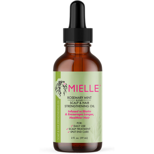 Mielle Organics Rosemary Mint Scalp ⁘ Hair Strengthening Oil for All Hair Types, 2 Ounce.