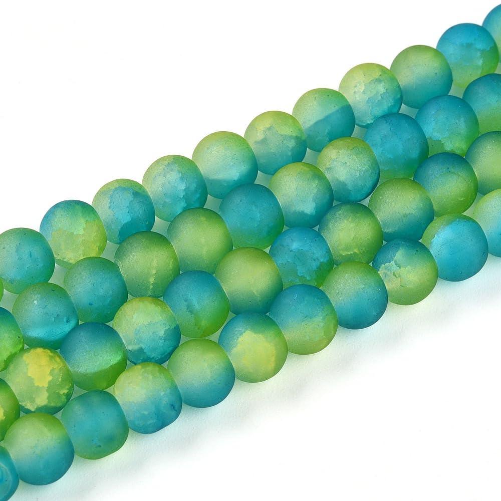 Frosted Crackle Glass Beads for Jewelry Making