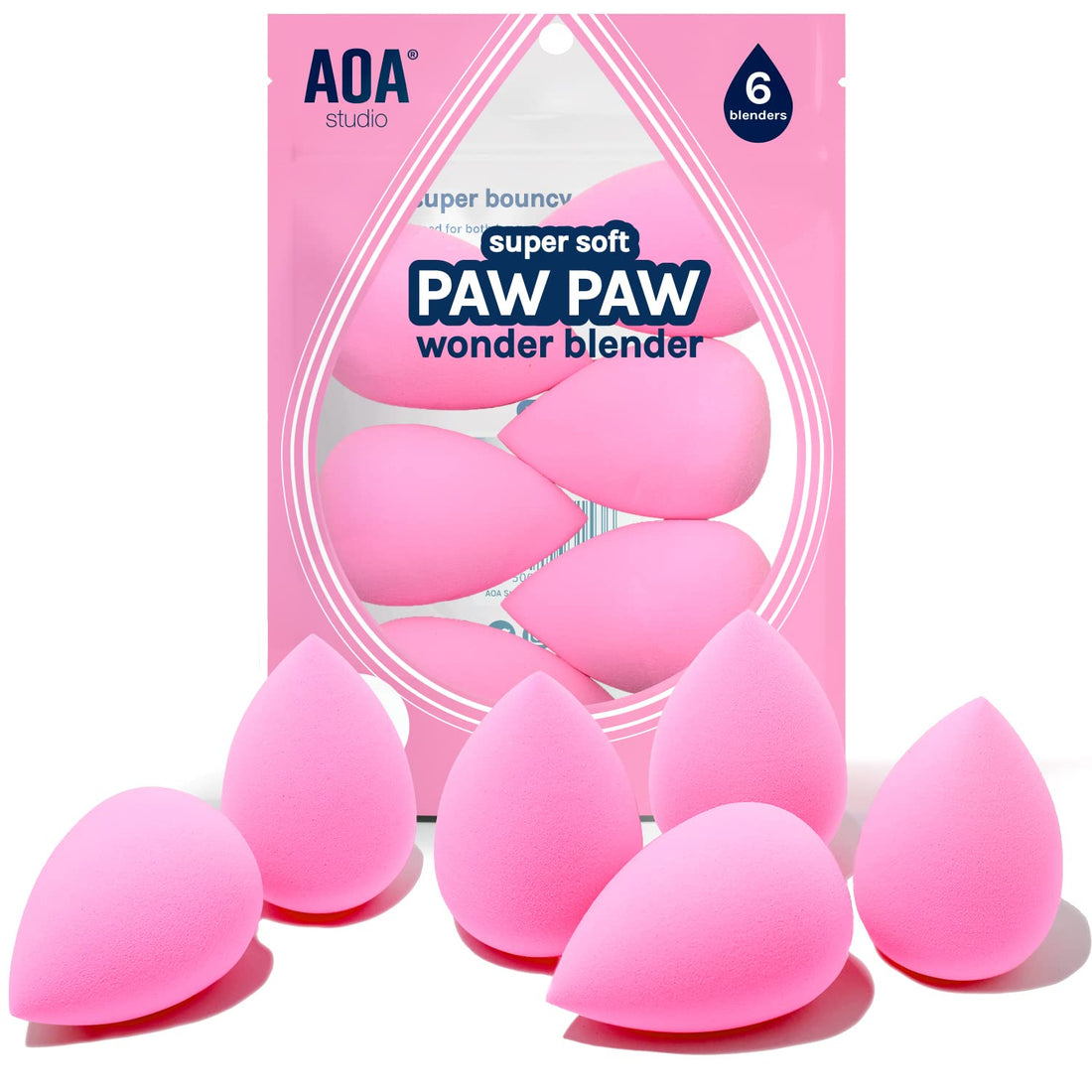 AOA Studio Collection makeup Sponge Set Latex Free and High-definition Set of 6 makeup Wonder ...