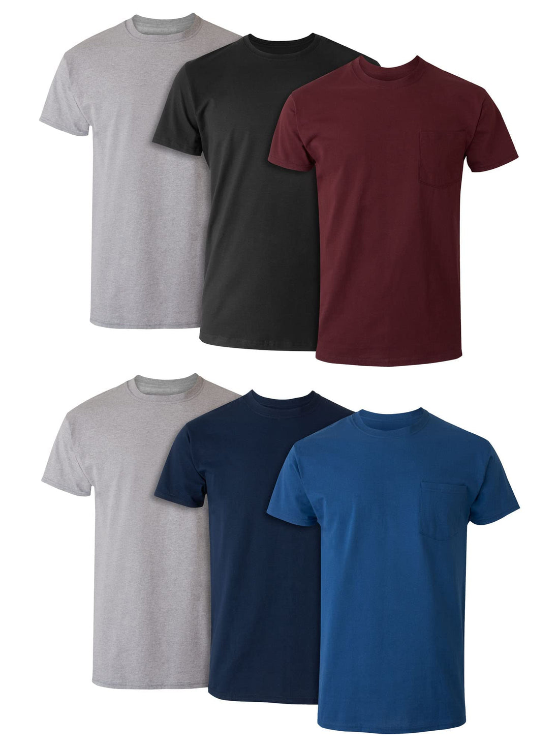 Hanes Men's Pocket Undershirt Pack, Cotton Crew Neck T-Shirt, Moisture Wicking Tee, Assorted ...