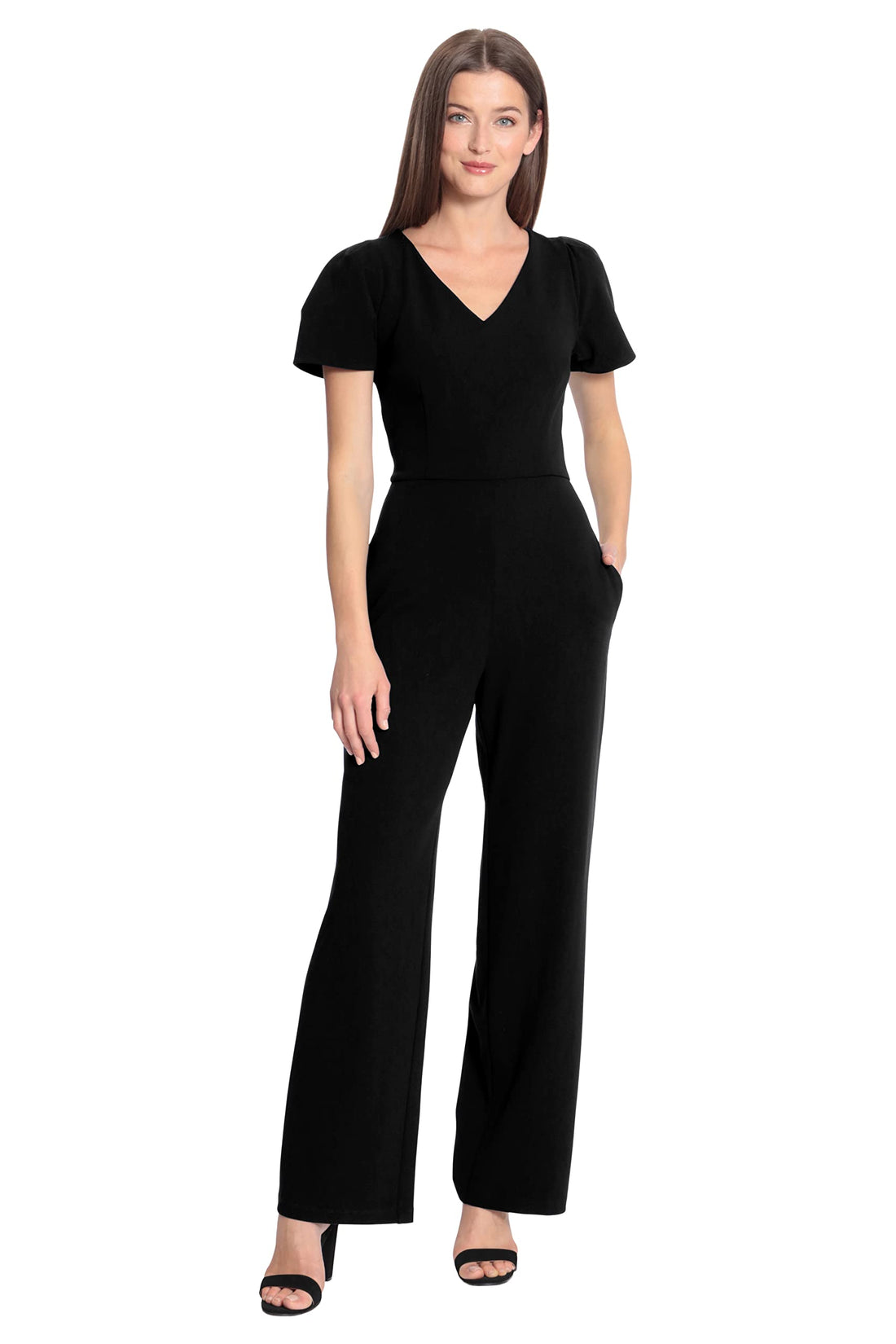 Sleek and Sophisticated Crepe Jumpsuit with Puff Sleeves for Women