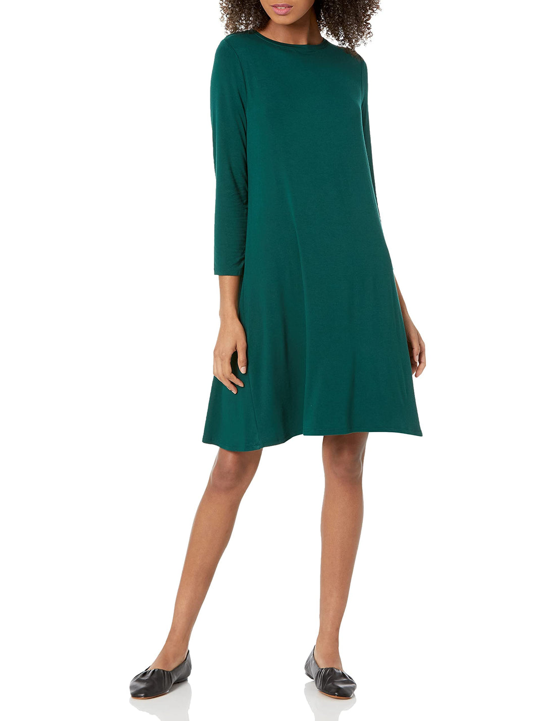 Amazon Essentials Women's 3/4 Sleeve Boat-Neck Dress (Available in Plus Size).