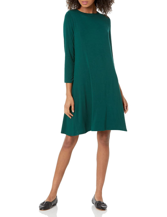 Amazon Essentials Women's 3/4 Sleeve Boat-Neck Dress (Available in Plus Size).