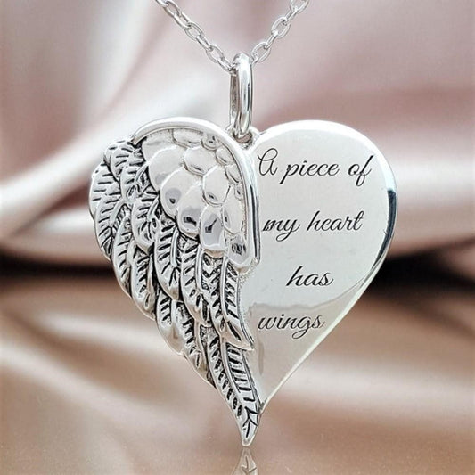 Elegant Angel Wing Necklace - Minimalist Hypoallergenic Clavicle Chain with Heart Pendant