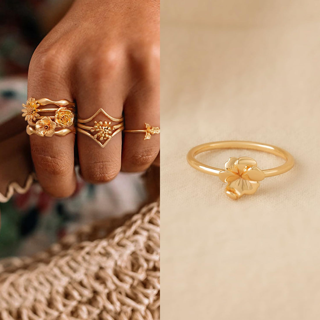 February Birth Flower Ring in 14K Gold Simple elegant ring.