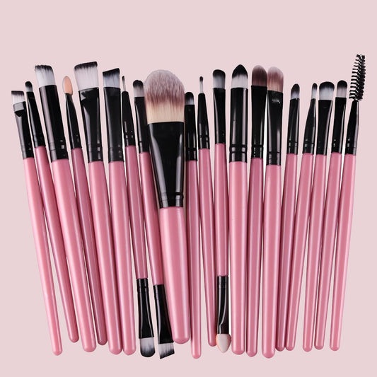 20PCS Pink Makeup Brush Set for Face and Eye Cosmetics