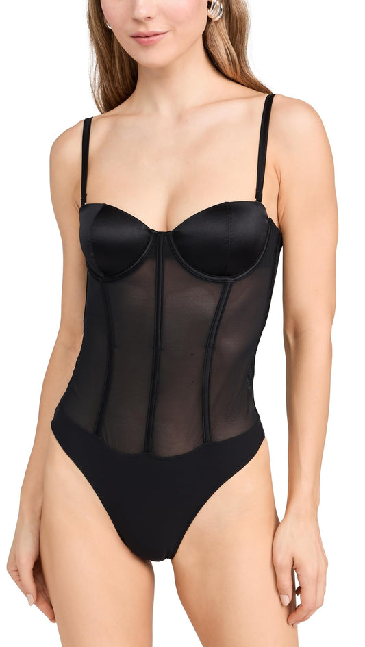 Elegant Fleur du Mal Silk and Mesh Bodysuit for Women