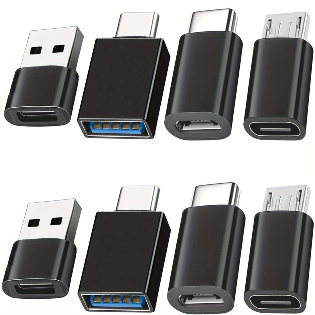 USB to USB-C Adapters - 8pcs Multi-Purpose Converters for Laptops, Smartphones