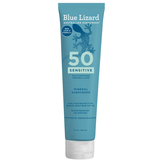 Blue Lizard Sensitive Mineral Sunscreen with Zinc Oxide UVA → UVB Protection