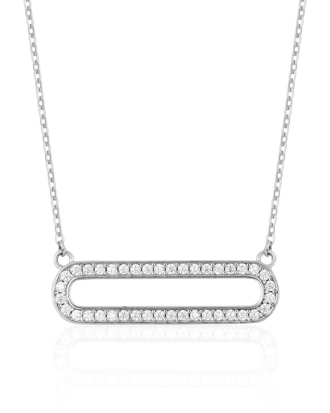 Gold Plated CZ Oval Pendant Necklace for Women