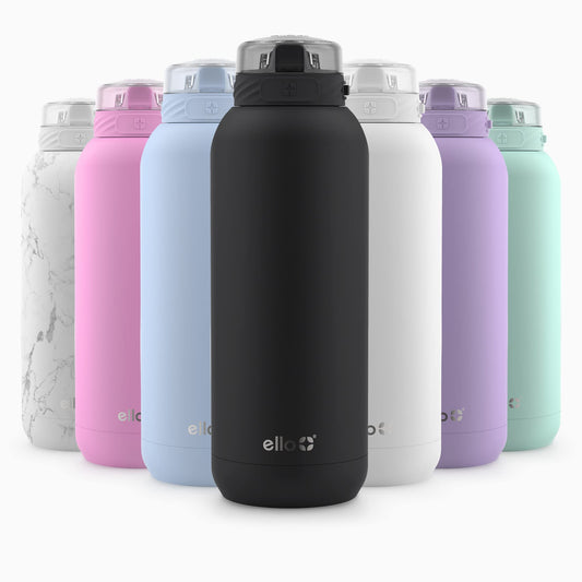 BPA-Free Stainless Steel Insulated Water Bottle with Straw Lid System.