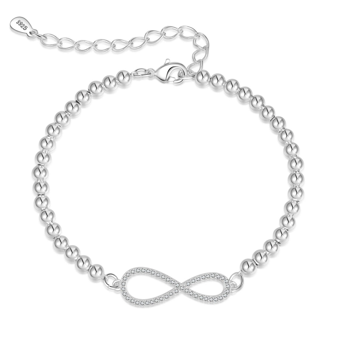 Sterling Silver Infinity Bracelet for Women, Modern Infinity Design Necklace.