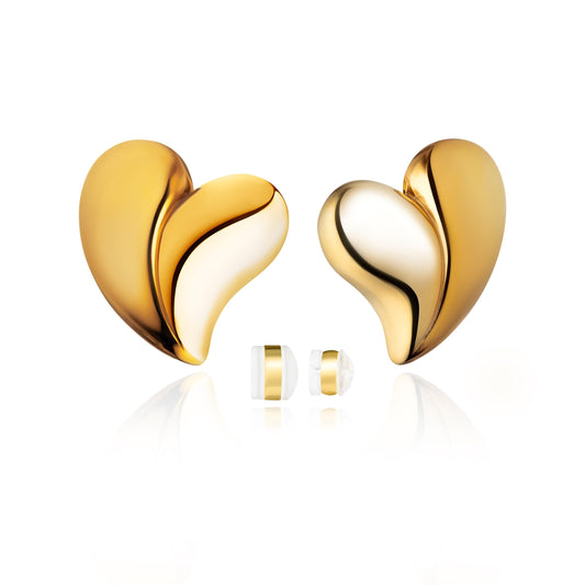 Vio Berk 18K Gold Plated Heart Earrings and Necklace Set for Women