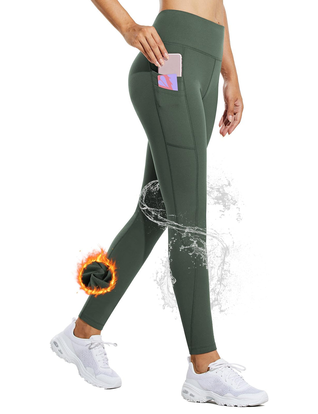 Compression warmth and practicality in water-repellent thermal leggings for runners