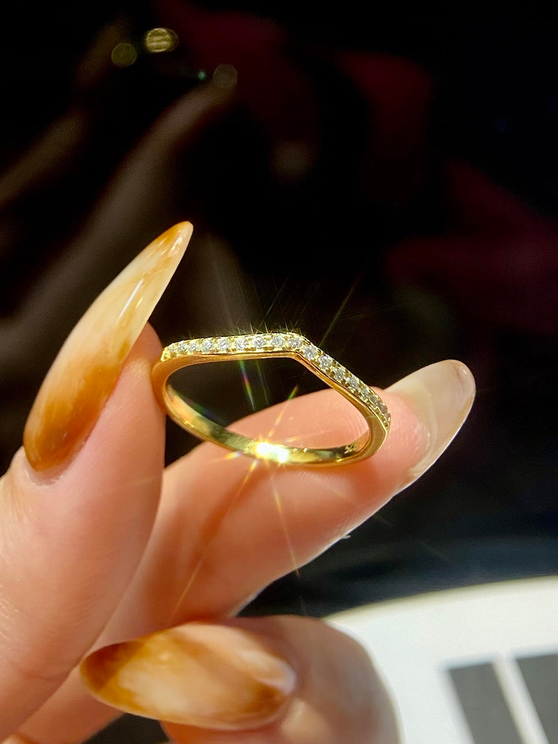 Sterling Silver V-Shaped Engagement Ring for Women