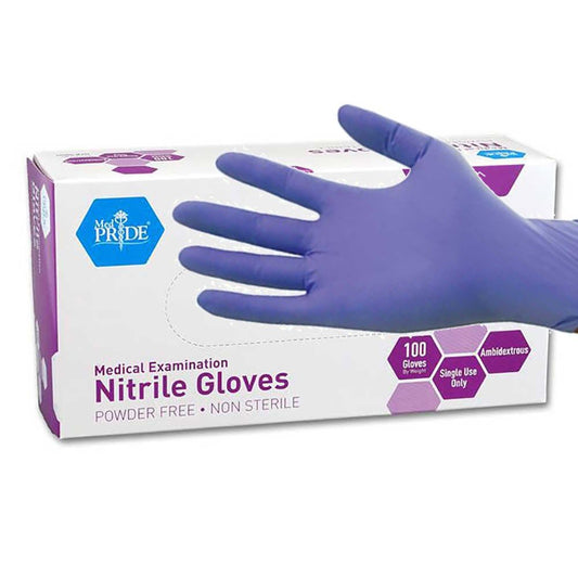 MedPride Powder-Free Nitrile Exam Gloves, Iris Blue, Medium, Box/100.