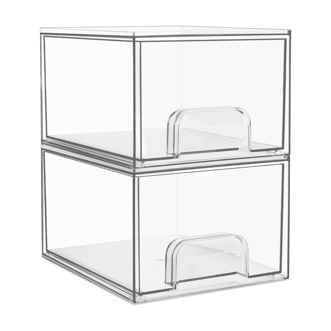 Clear Stackable Storage Drawers for Bathroom Vanity Makeup Organizers Set.