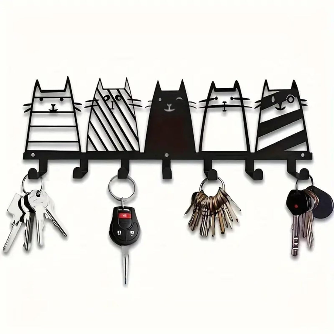 Wall Mounted 7-Hook Key Holder and Organizer