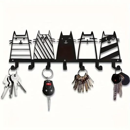 Wall Mounted 7-Hook Key Holder and Organizer