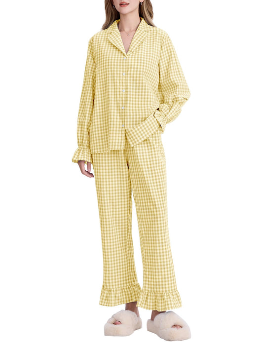 Y2K Style Women's Gingham Cotton Pajama Sets