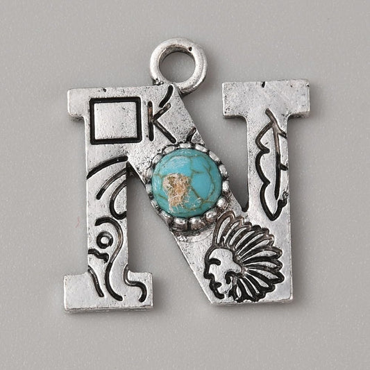 Tibetan Style Alphabet Pendants for DIY Jewelry Making