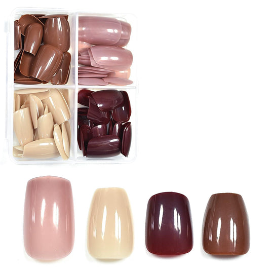 Glossy Brown Press on Nails for Women