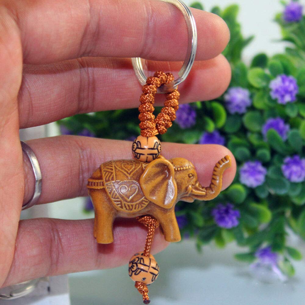 Mini Elephant Carving Pendant Keychain