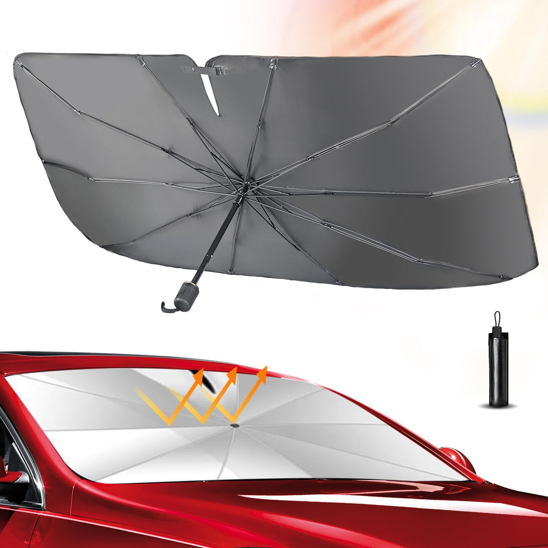 KNTELF Car Sun Shade Windshield Umbrella for Car Window Shades,5 Layers UV Block Coating Folding Car Windshield Sun ...