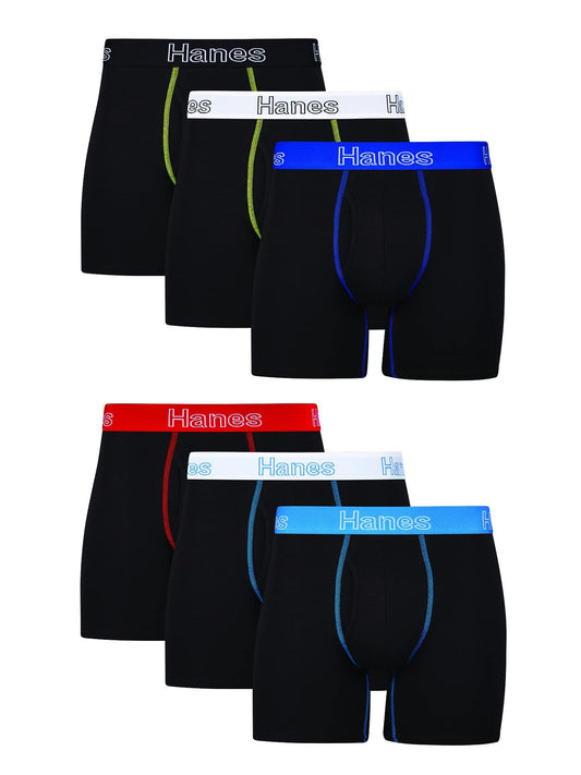 Hanes Men's Cotton Boxer Briefs with Moisture-Wicking Technology Multi-Pack Available.