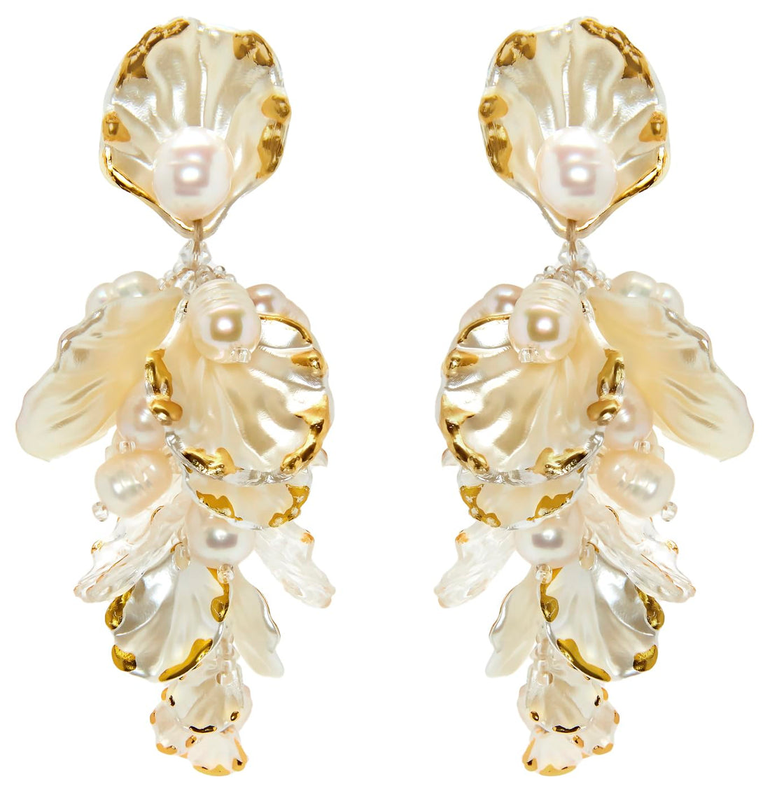 Elegant Oscar de la Renta Earrings Adorned with Mother of Pearl