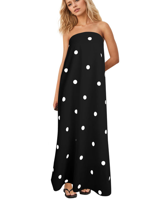 Polka Dot Strapless Maxi Dress