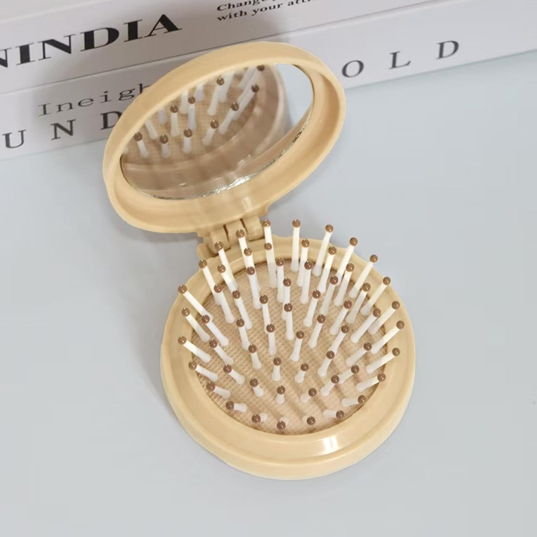 Portable Folding Hair Brush with Mirror and Scalp Massager Air cushion scalp massager for hair ...