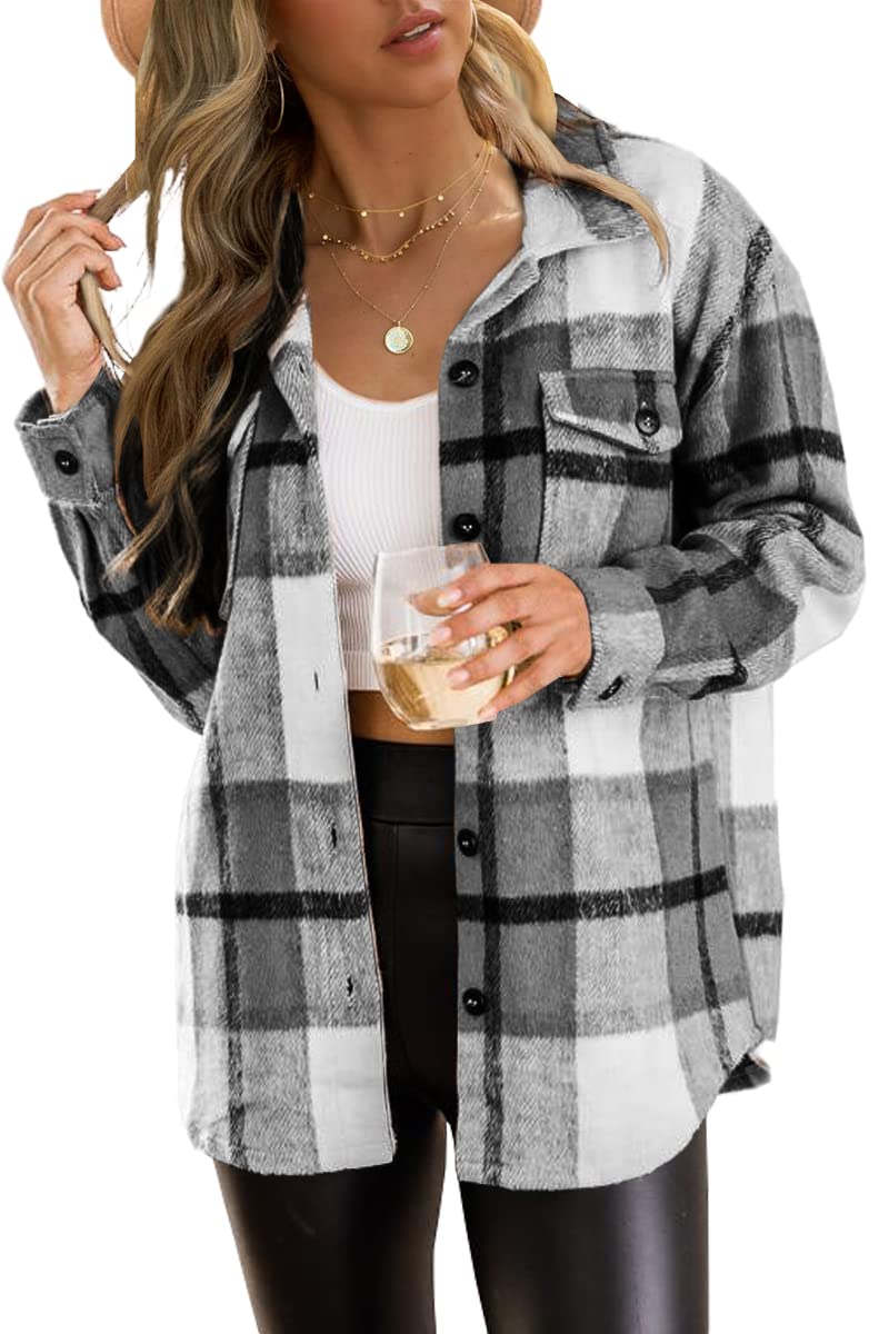 Trendy Women's Plaid Flannel Shacket for Fall and Winter Fashion