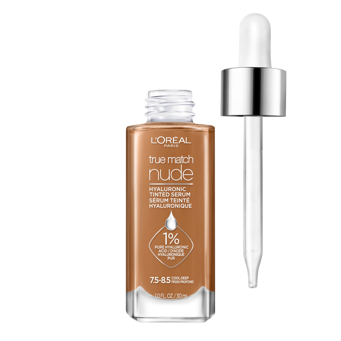 Unlock Radiant Complexion: True Match Nude Hyaluronic Tinted Serum Foundation, 7. 5-8. 5