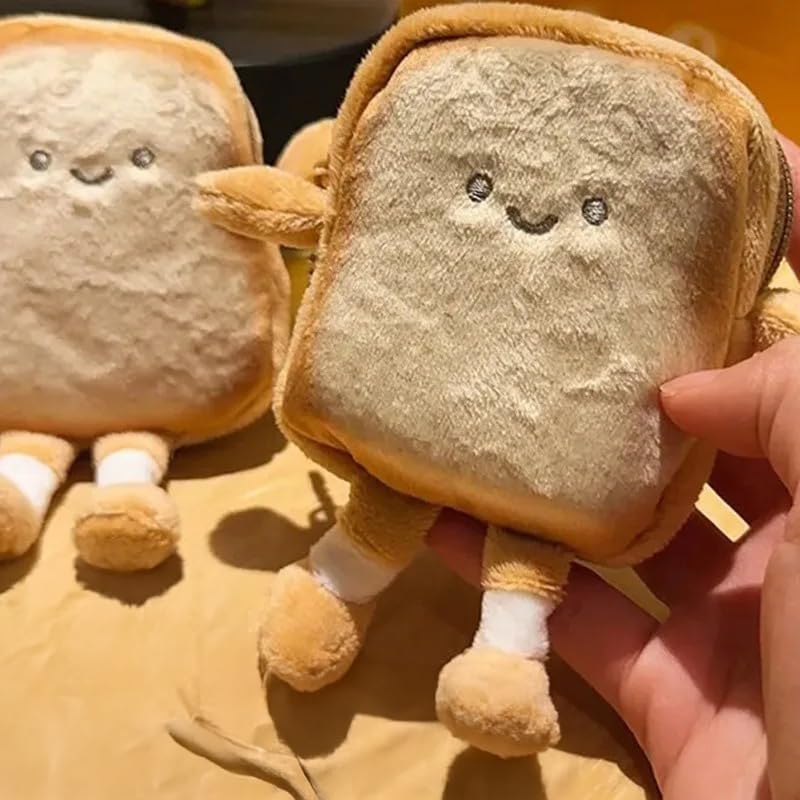 Cute Cartoon Bread Plush Keychain Coin Purse