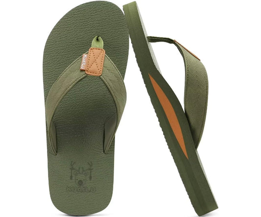 Men's Comfortable Leather Flip Flops with Arch Support Sandals Features.