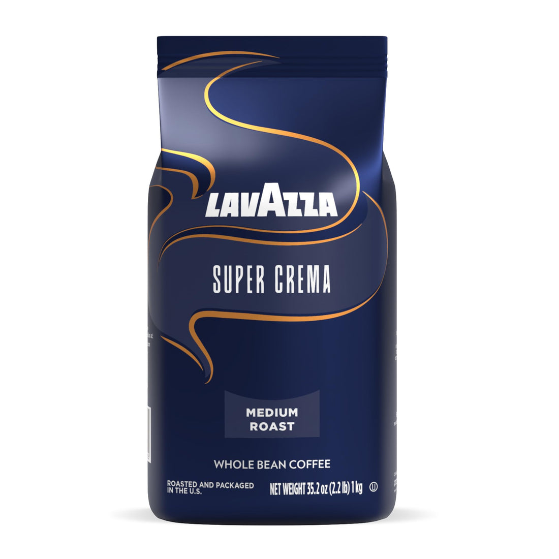 Lavazza Super Crema Whole Bean Coffee, Medium Roast, 2. 2 lb Bag.