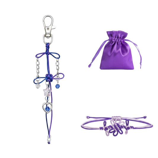 K-Pop Merchandise Gifts for Girls - Purple Handmade Bag Charm Keychain